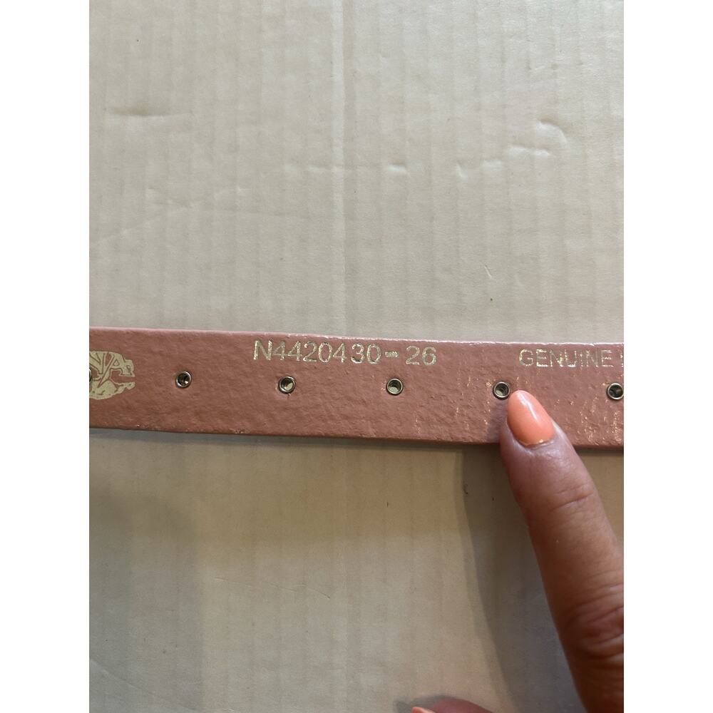 Nocona Cowgirl Pink Silver Studded Western Rodeo Buckle Leather Belt Size 26 EUC - Picture 6 of 10
